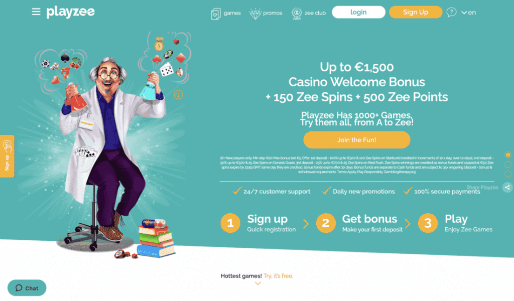 Sitio web oficial de Playzee Casino