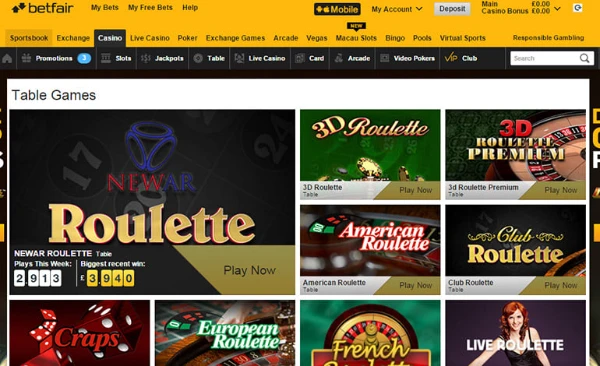 Juegos exclusivos de Betfair